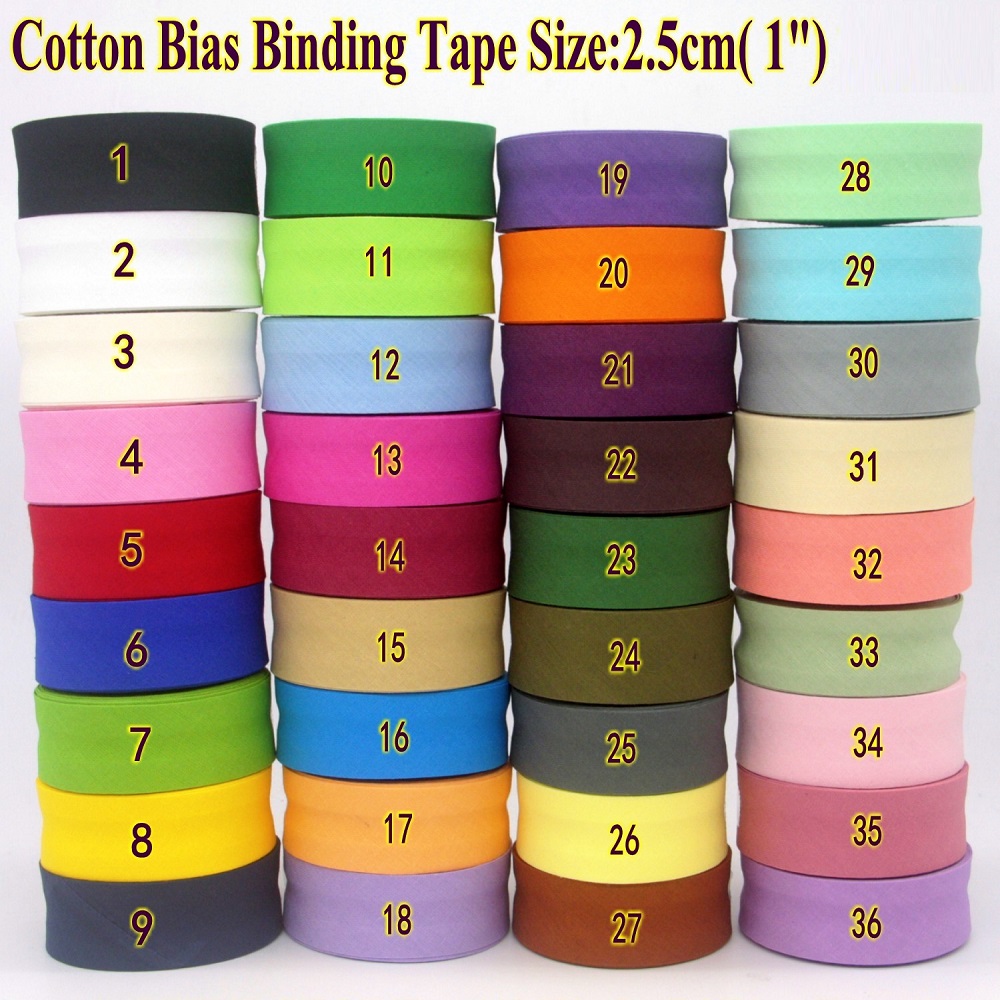 Binding Tape Bias - 25mm 면 접이식 바이어스 테이프, 의류,
