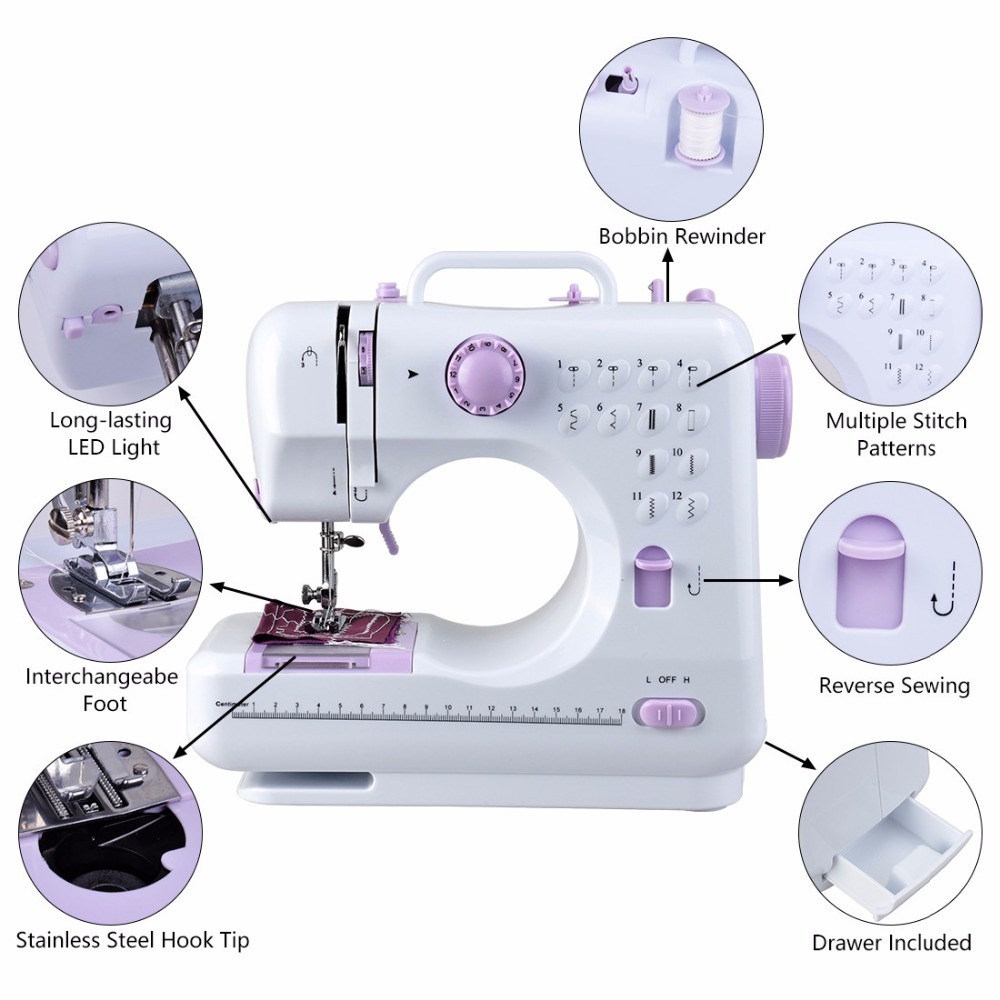 전기 가정용 미니 재봉틀 12가지 스티치 가정용 미니  - Sewing Jahit 리뷰 및 가격