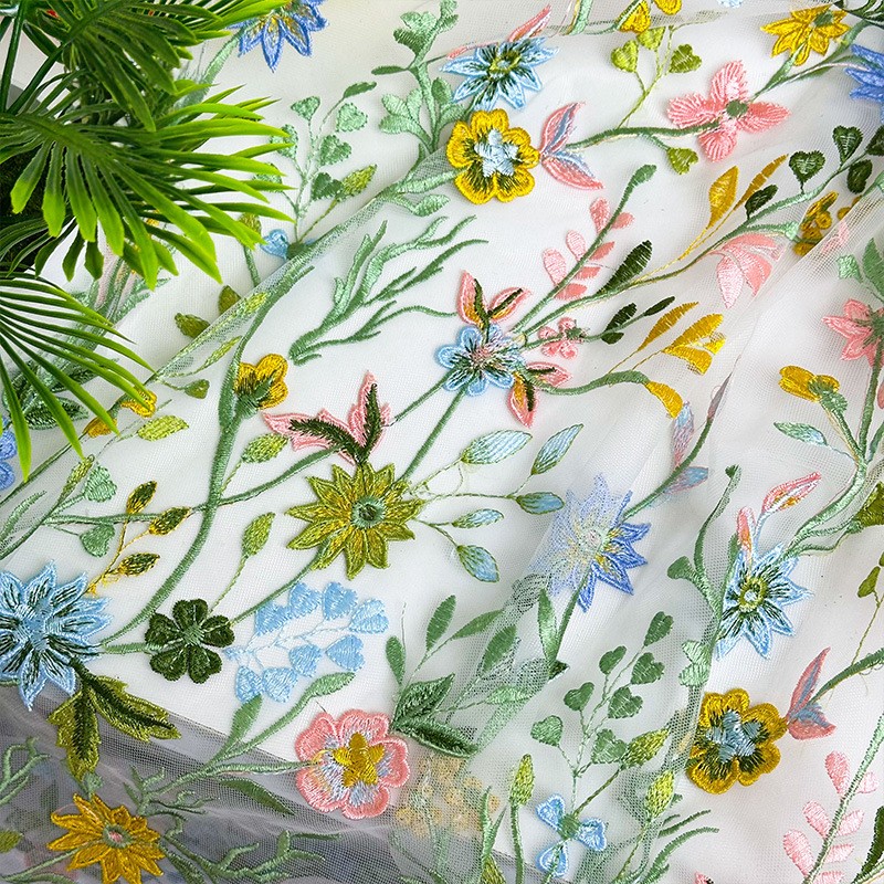 90x130cm 플로럴 바인 자수 튤 레이스 원단 메쉬 - Textile And Sewing Supply 리뷰 및 가격
