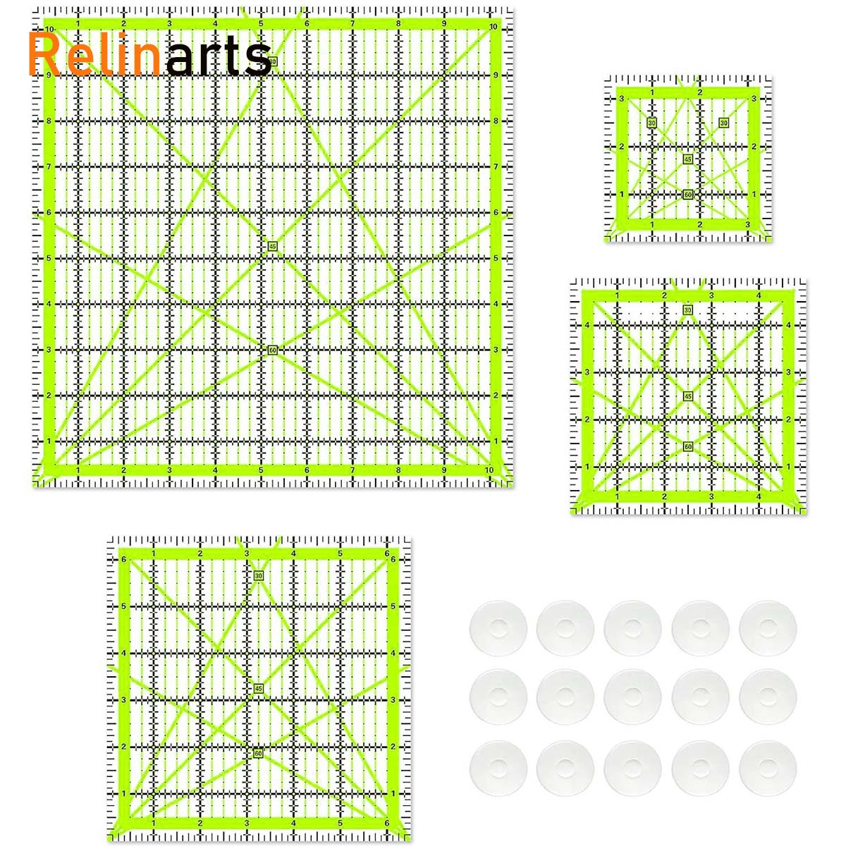 4개 아크릴 사각 퀼팅 자 세트 + 24개 미끄럼 방지 - Quilting Ruler Square 리뷰 및 가격