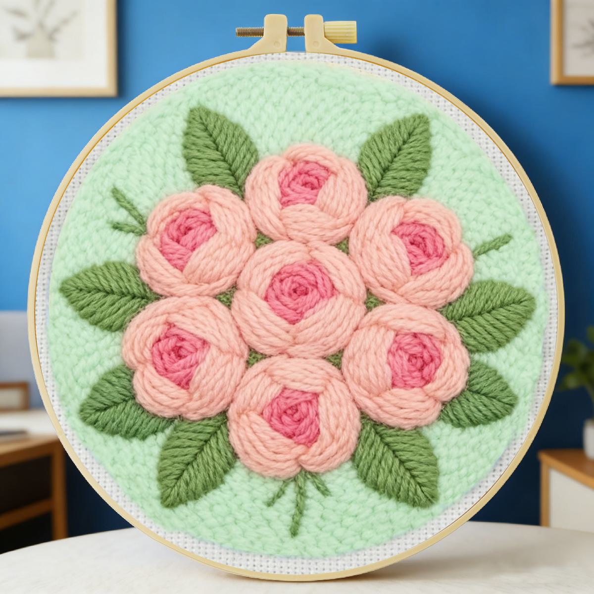 20X20CM/7.87인치 꽃 펀치 니들 자수 세트 키 - Is Sewing Textile Art 리뷰 및 가격